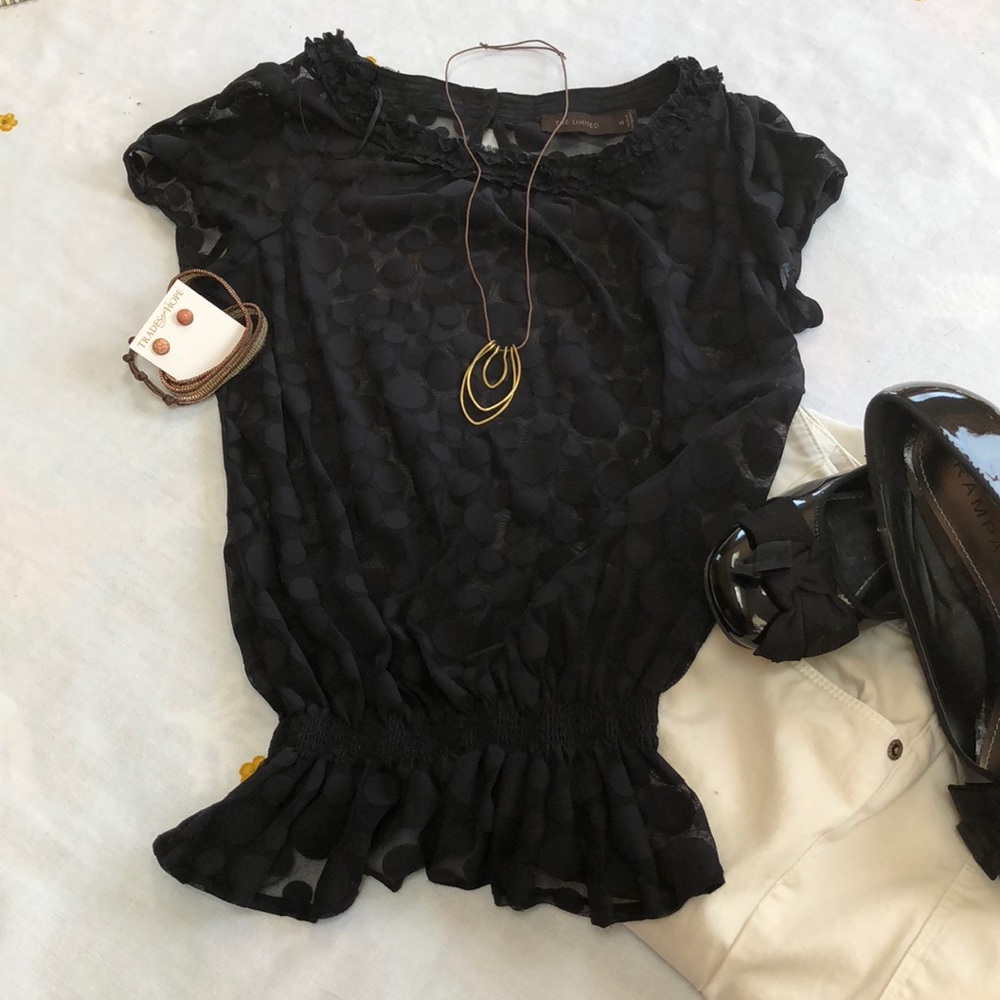 Sheer black dot blouse from The Limited, XS
